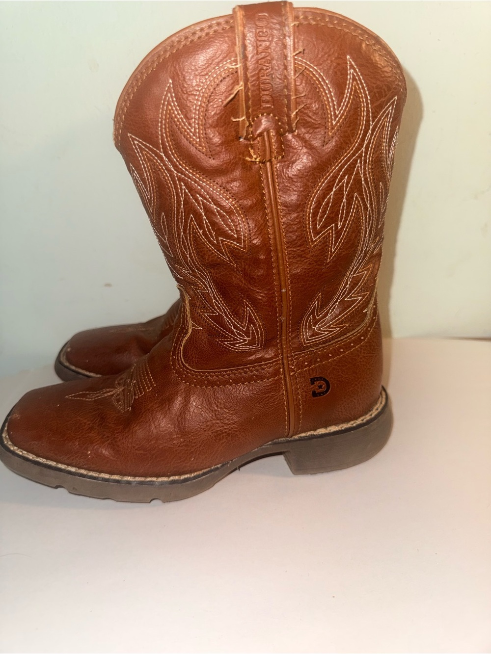 Durango Kids Western Cowboy Boots Rodeo Brown Size 13M Embroidered